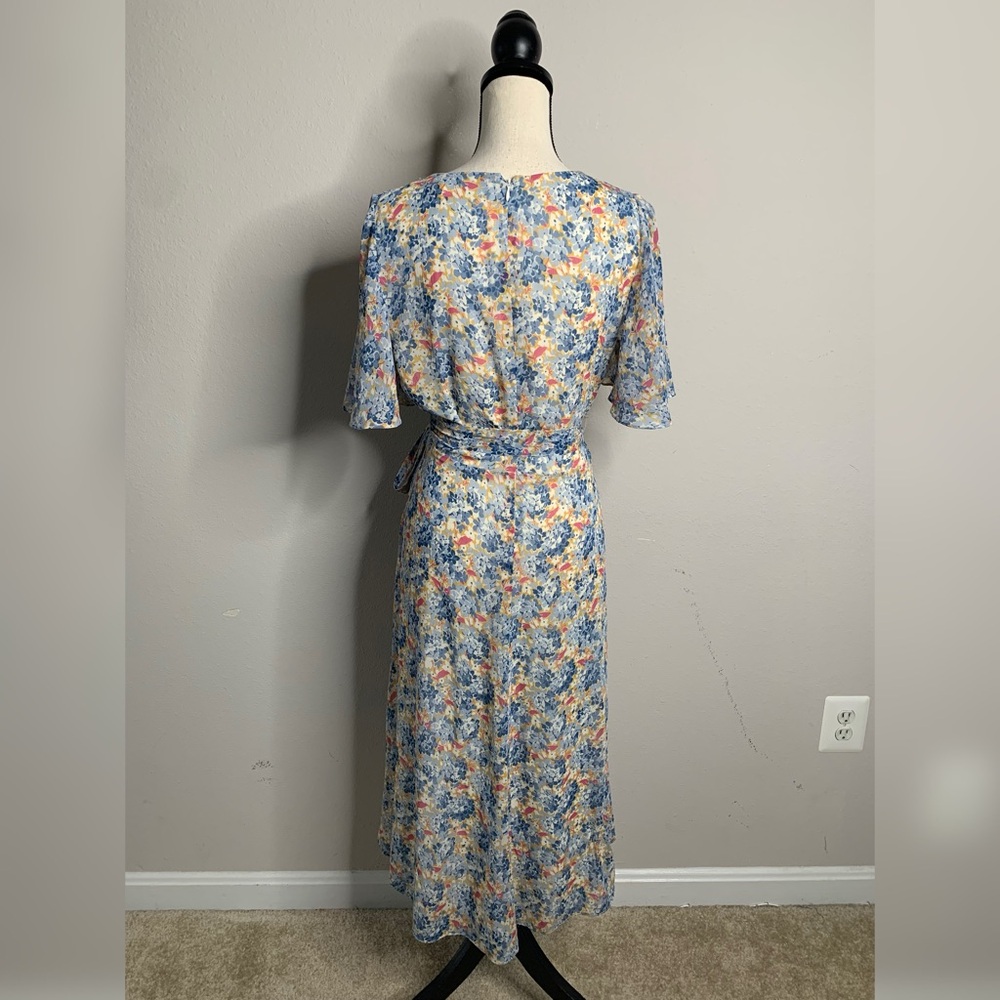 Lauren Ralph Lauren Floral Georgette Faux Wrap Midi Dress - Picture 9 of 14